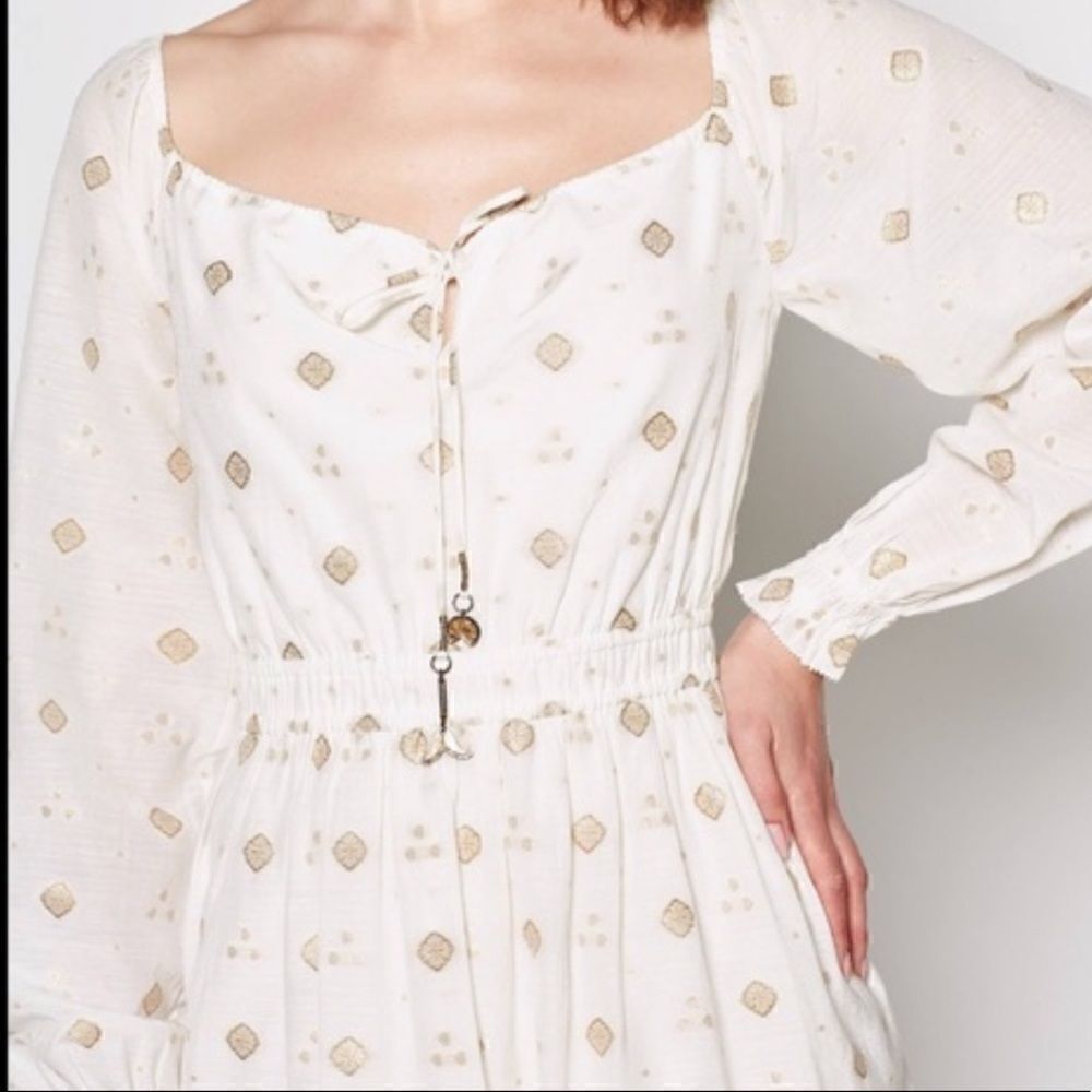 Joie mianda white and gold peasant mini dress - Picture 12 of 12